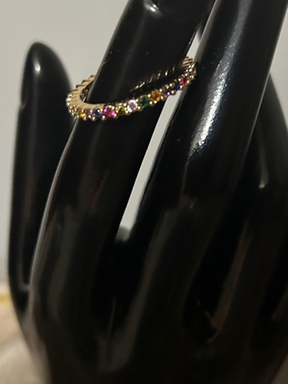 18k Gold Plated Fashion Multicolor CZ Eternity Ring NWOT